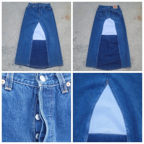 Levi's Dresses & Skirts - Levi's 501 Upcycled Repurposed Button-fly Denim Skirt